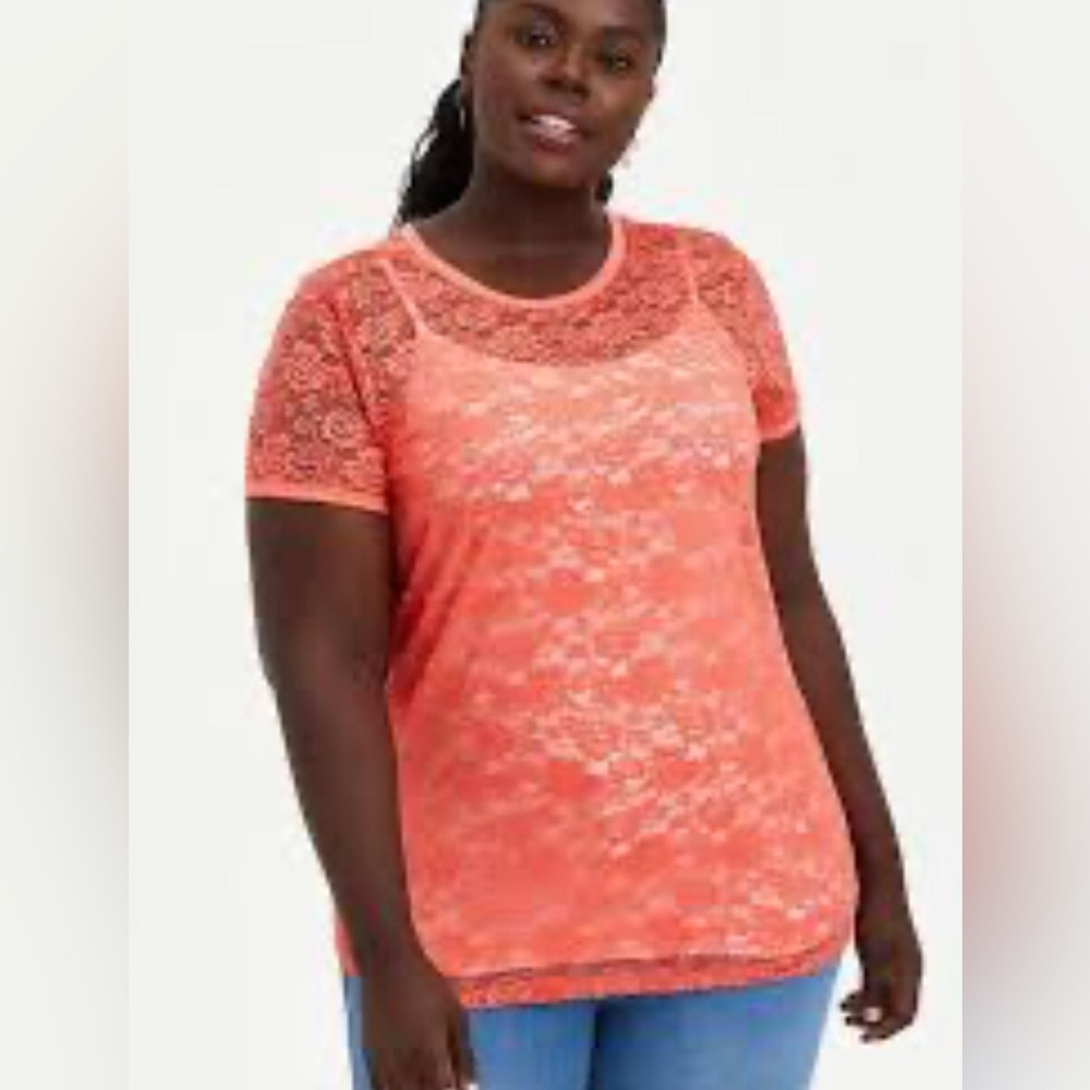 Torrid Coral Lace Shirt